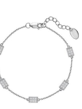 TOCARA Sterling Silver Rectangular Pavé Bracelet - Silver